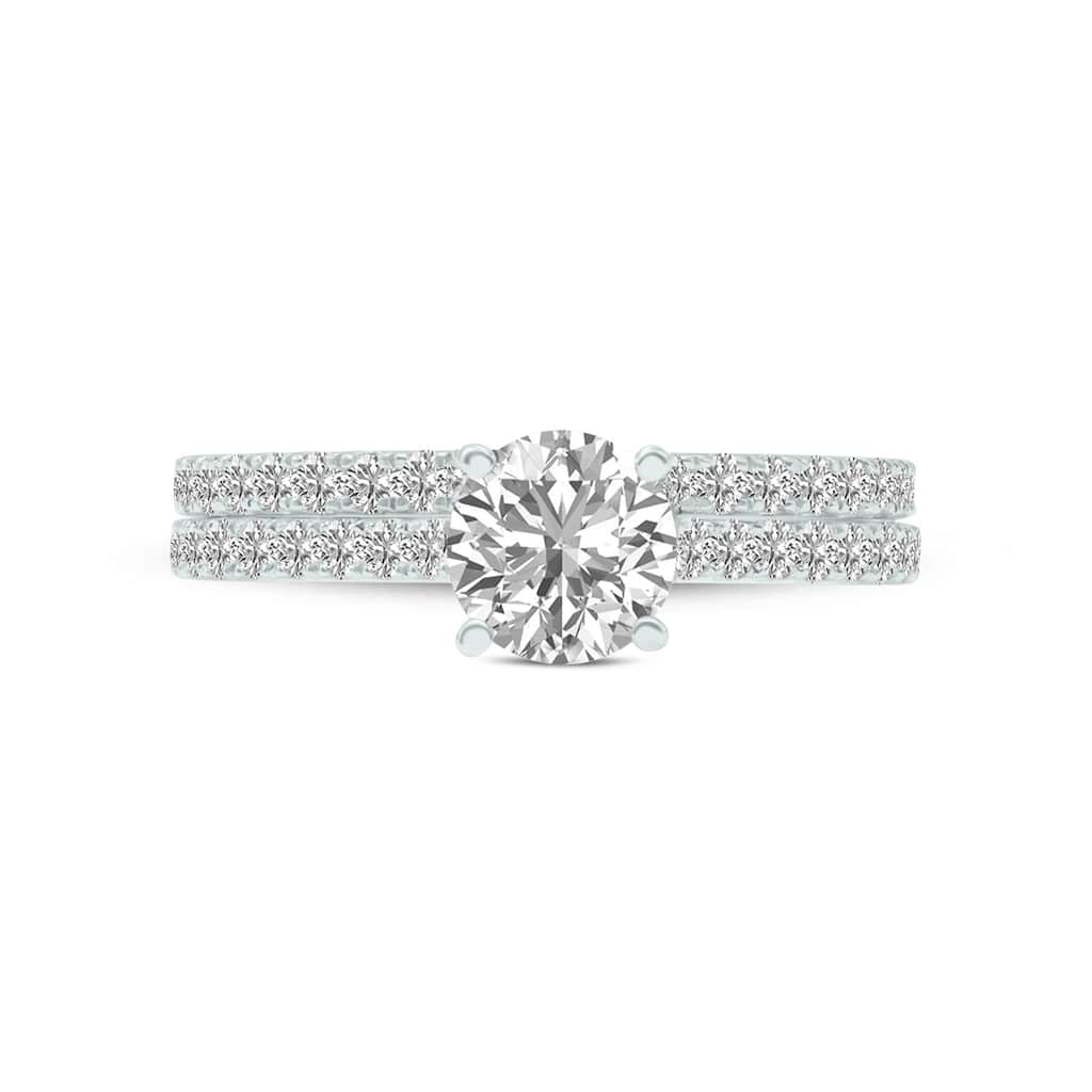 Marquee 1.50 CTW Center Round Cut Lab Grown Diamond Engagement Ring Set in 14Karat White Gold
