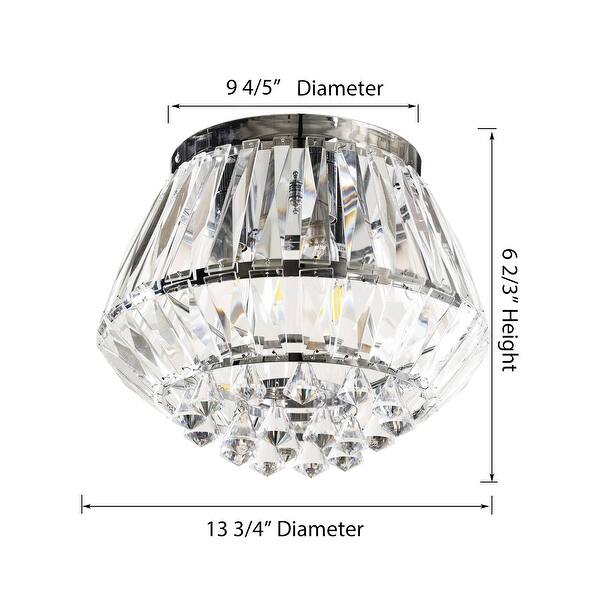 Modern Glam 3-Light Chrome Flush Mount Crystal Ceiling Light - 13.75-in ...