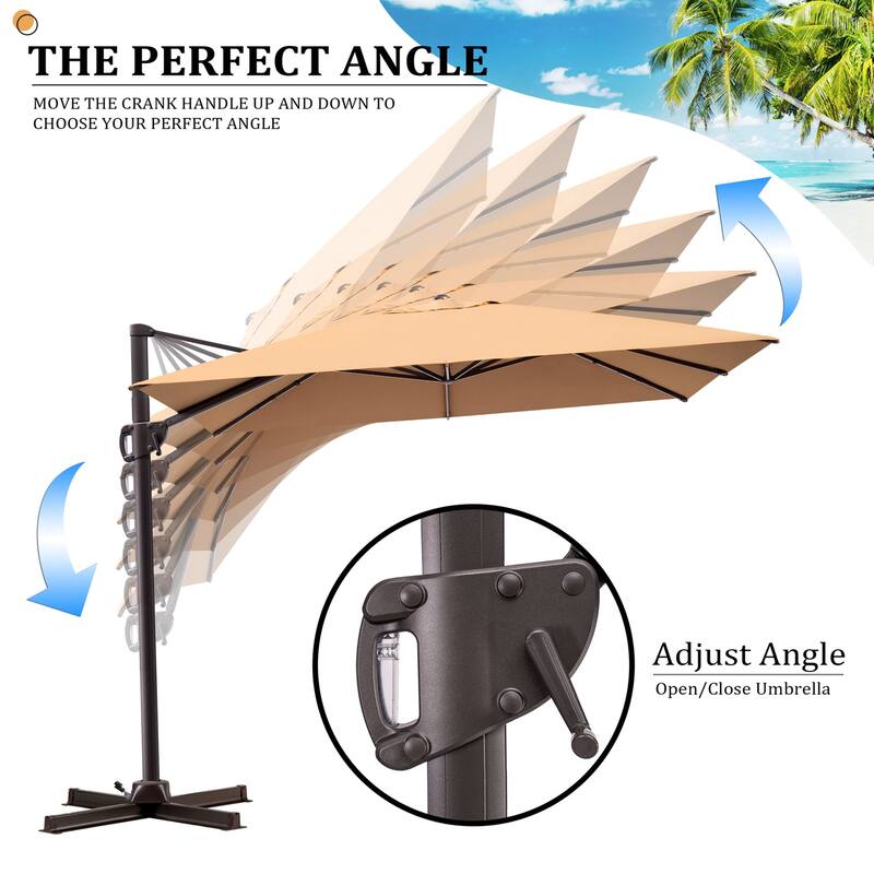 Outdoor Patio Umbrella 9 FT x 11 FT Cantilever-Offset Umbrella with No Base