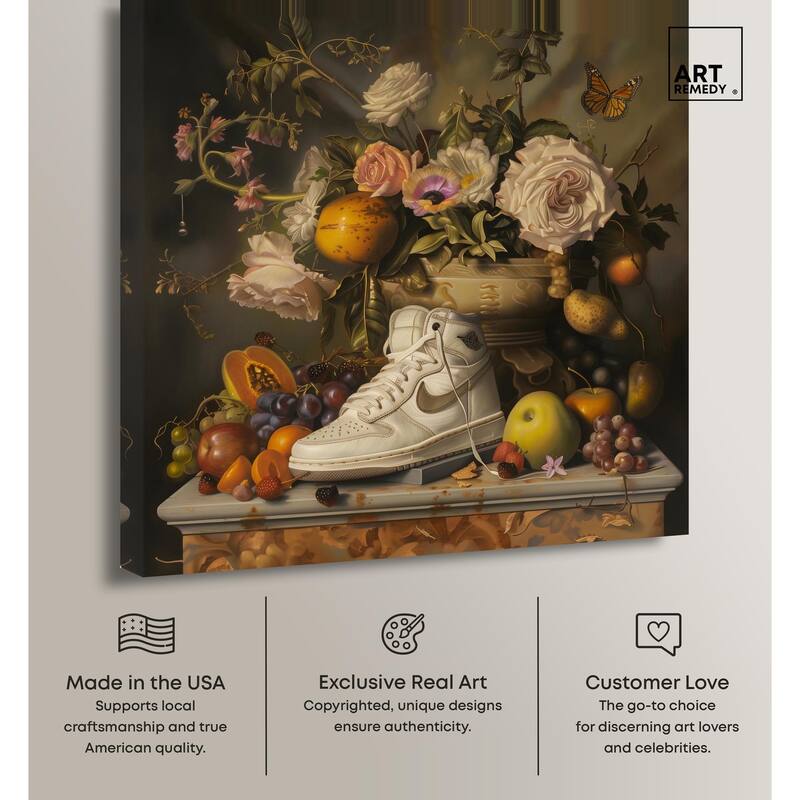 Classical Still Life Sneaker Canvas by Art Remedy, Gallery Wrapped