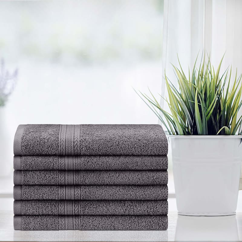 Eco-Friendly Sustainable Cotton Hand Towel by Superior (Set of 6) - Graphite