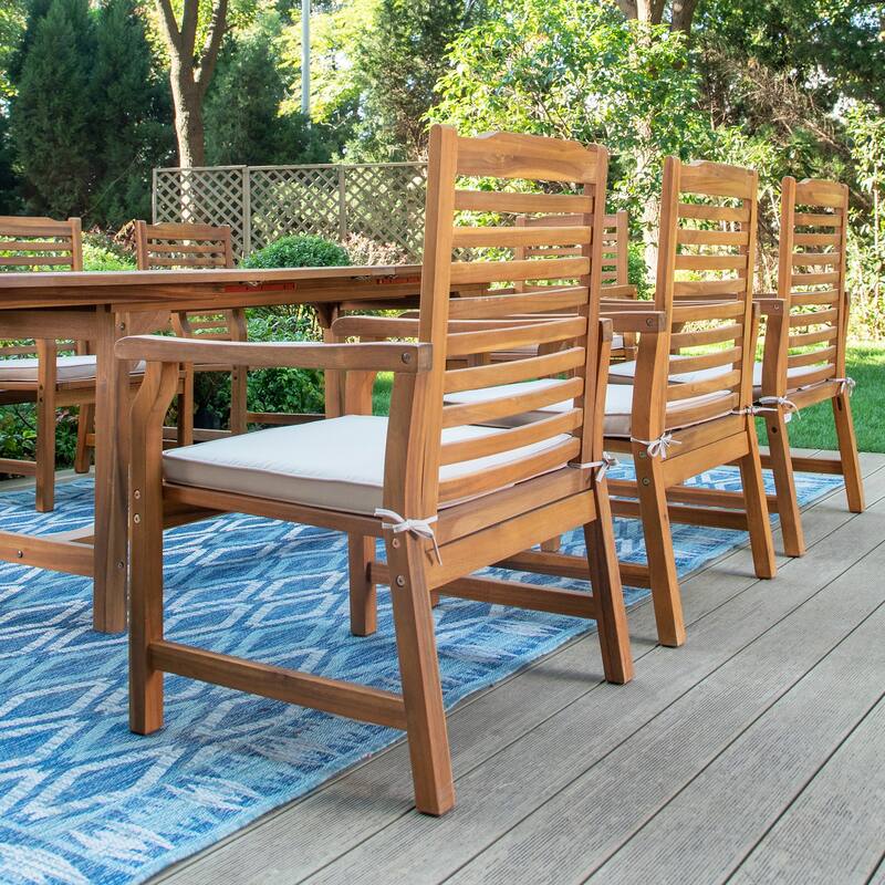 MAISON ARTS Outdoor 7/9-Piece Solid Acacia Wood Dining Set, Expandable Dining Table and 6/8 Wood Dining Chairs