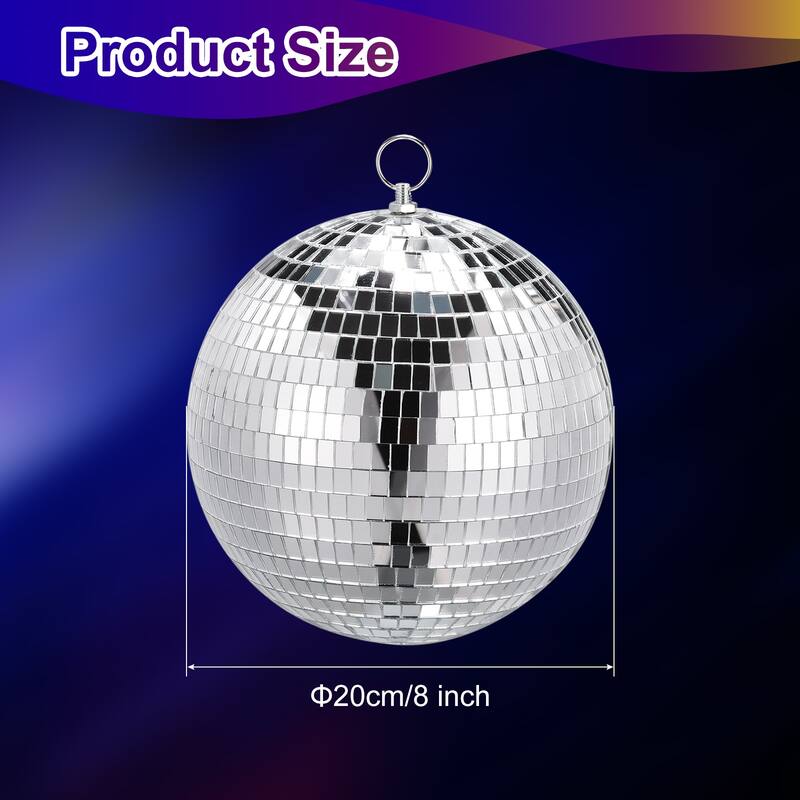 Mirror Ball, 8 Inch Reflective Balls with Hanging Ring for DJ Stage - 8 Inch - Silver Tone