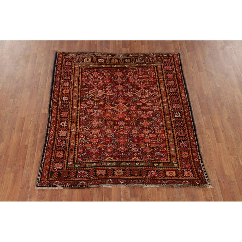 Vegetable Dye Sultanabad Antique Persian Square Wool Carpet - 5'3" x 5'10"