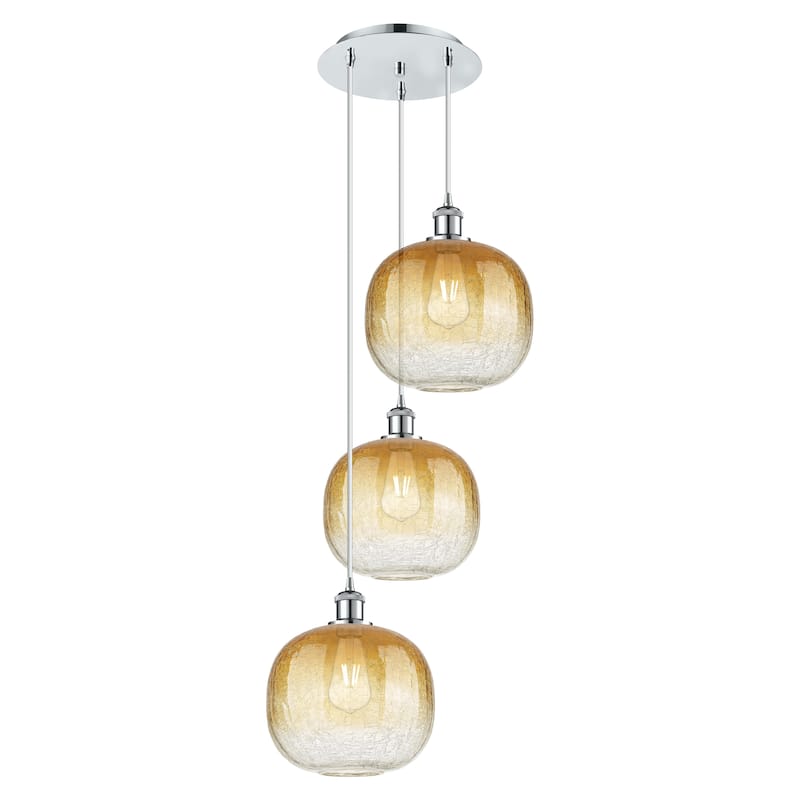 Innovations Lighting Endless Possibilities Ballston - Brookhaven Sphere - 3 Light 17" Cord Hung Multi Pendant - Polished Chrome/Amber