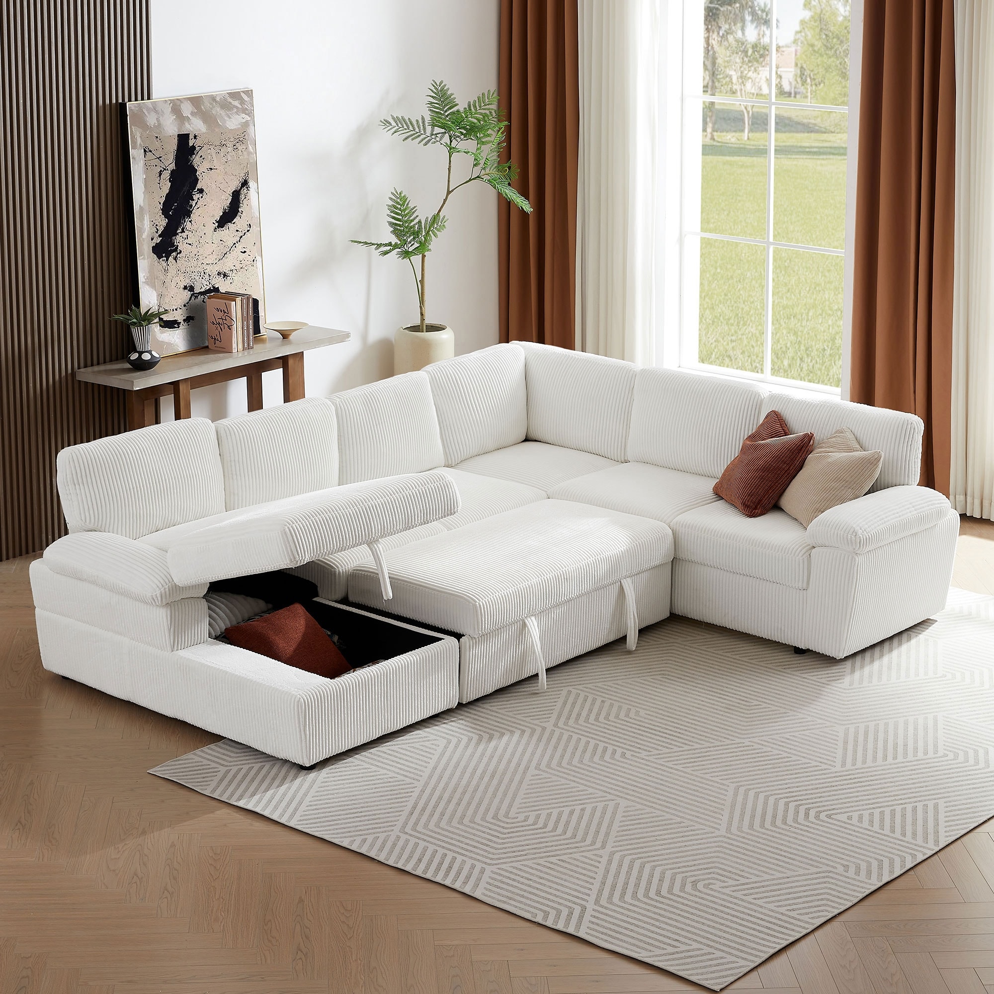 Oversized Modular Storage Sectional Sofa Couch, Corduroy