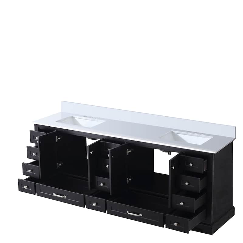 Dukes 84 in. W x 22 in. D Espresso Double Bath Vanity and White Quartz Top