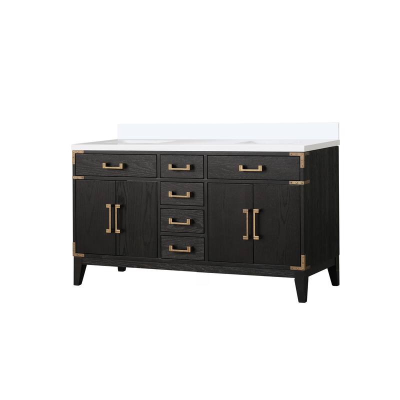 Laurel 60 in W x 22 in D Black Oak Double Bath Vanity and Cultured Marble Top