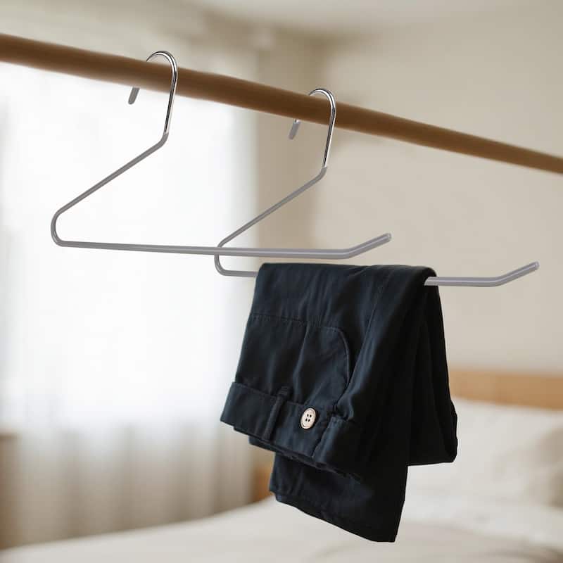 BP4U Open-Ended Metal Pants Hangers, Steel Towel & Scarf Hangers for Jeans, Trousers, Dresses & Bath Towels