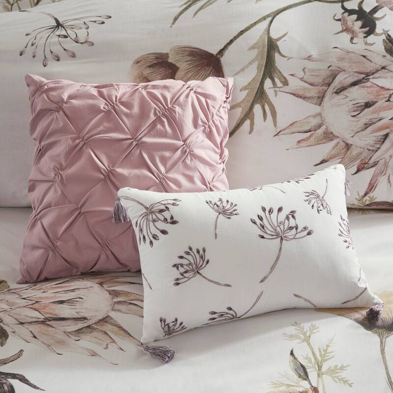 8 Piece Cotton Printed Comforter Set Blush Queen