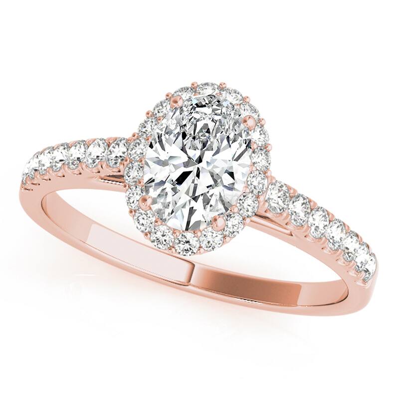 Auriya 14k Rose Gold Lab Grown Oval Diamond Halo Engagement Ring 0.50 to 5.00 ct. tw. (F-G VS) - 5.00 ct. center - 7.5