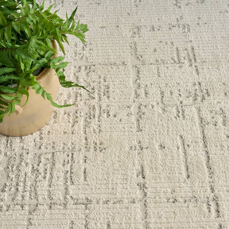 Nourison Ivory Hues Indoor only Cream / Ivory Abstract Area Rug