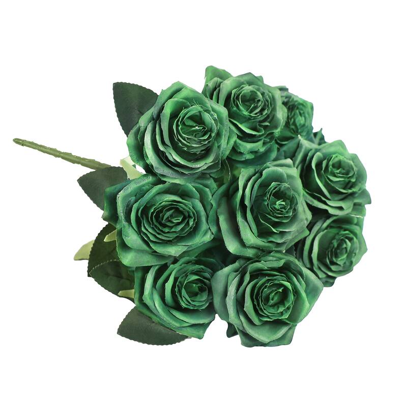 Set of 2 Artificial Queen Rose Flower Stem Bush Bouquet 18in