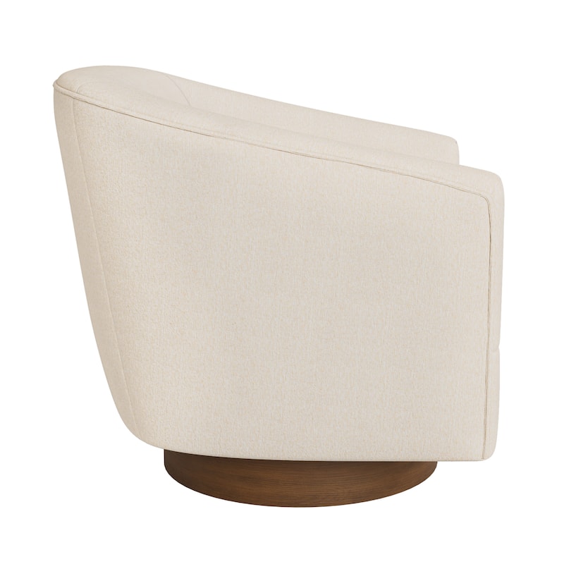 Modern Wooden Barrel Swivel Accent Chair Upholstery Armchair for Living Room