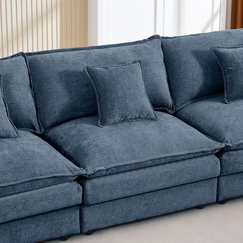 130.7" Modular Chenille U-Shape Sectional Sofa with Movable Ottomans