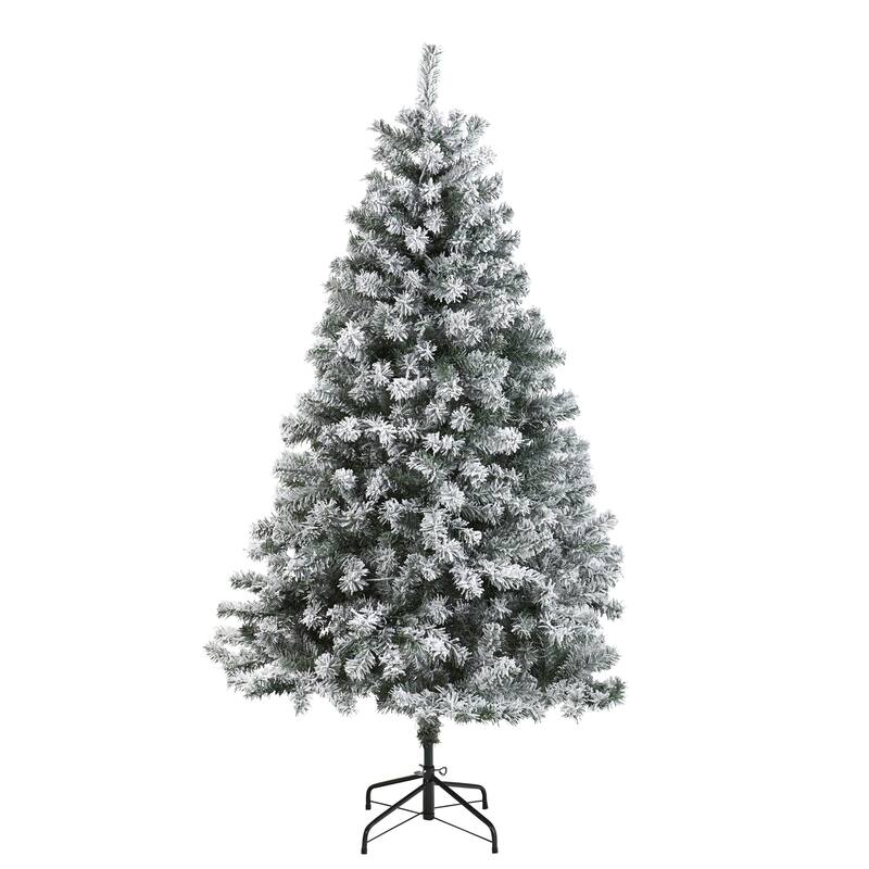 6' Flocked Rock Springs Spruce Artificial Christmas Tree, Unlit - 6 Foot