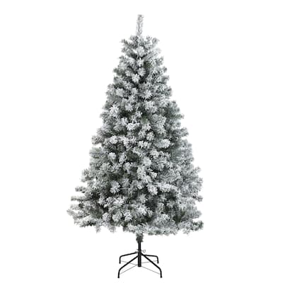 6' Flocked Rock Springs Spruce Artificial Christmas Tree, Unlit - 6 Foot