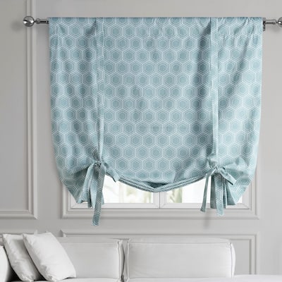 Exclusive Fabrics Honeycomb Ripple Aqua Printed Cotton Tie-Up Window Shade (1 Panel) - 46 X 63