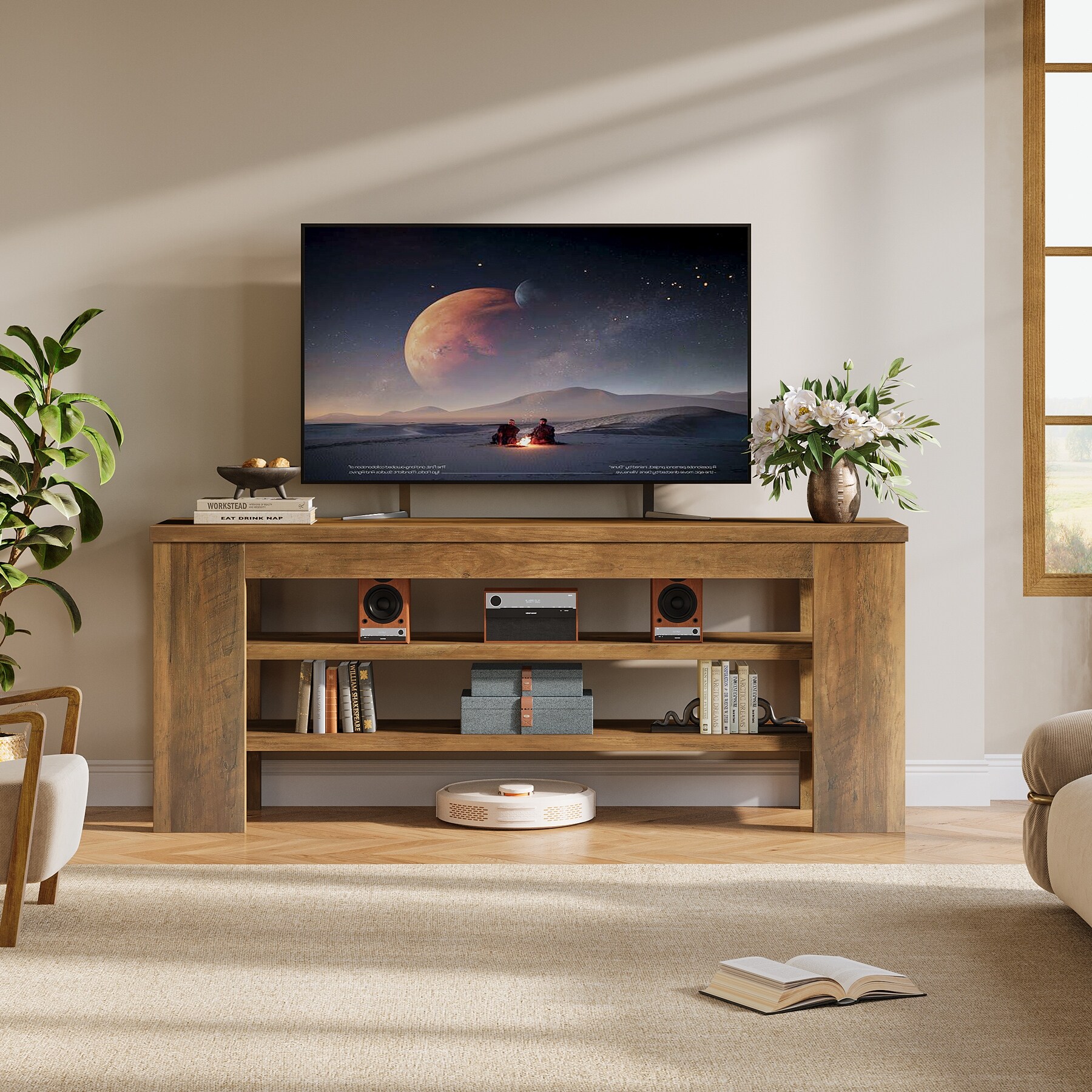 Wood-TV-Stand-with-Open-