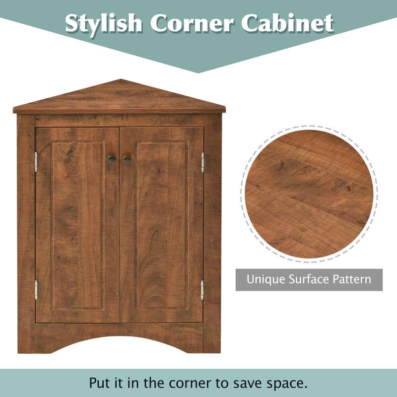 Bathroom Storage Cabinet with Adjustable Shelves, Triangle Bathroom Storage Cabinet, Freestanding Floor Cabinet