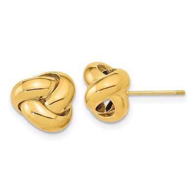 Curata 10k Yellow Gold 11mm Puffed Love Knot Post Earrings