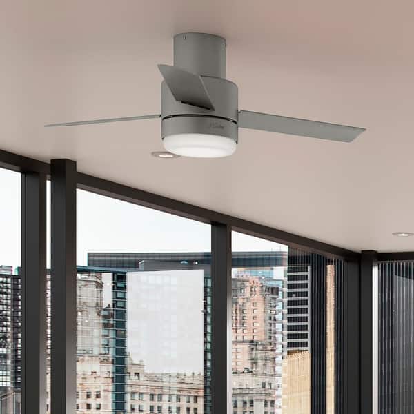 slide 2 of 26, Casablanca 44" Gilmour Indoor / Outdoor Low Profile Ceiling Fan with LED Light Kit and Handheld Remote Matte Silver