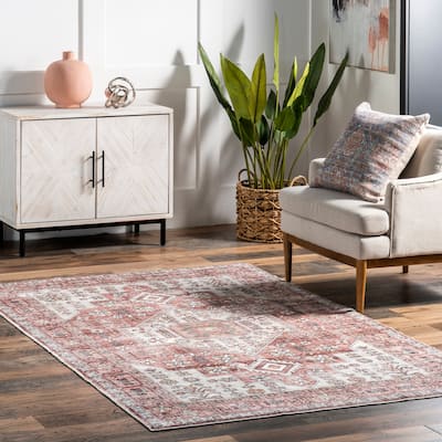 Nuloom Evon SpinClean Traditional Medallion Machine Washable Area Rug