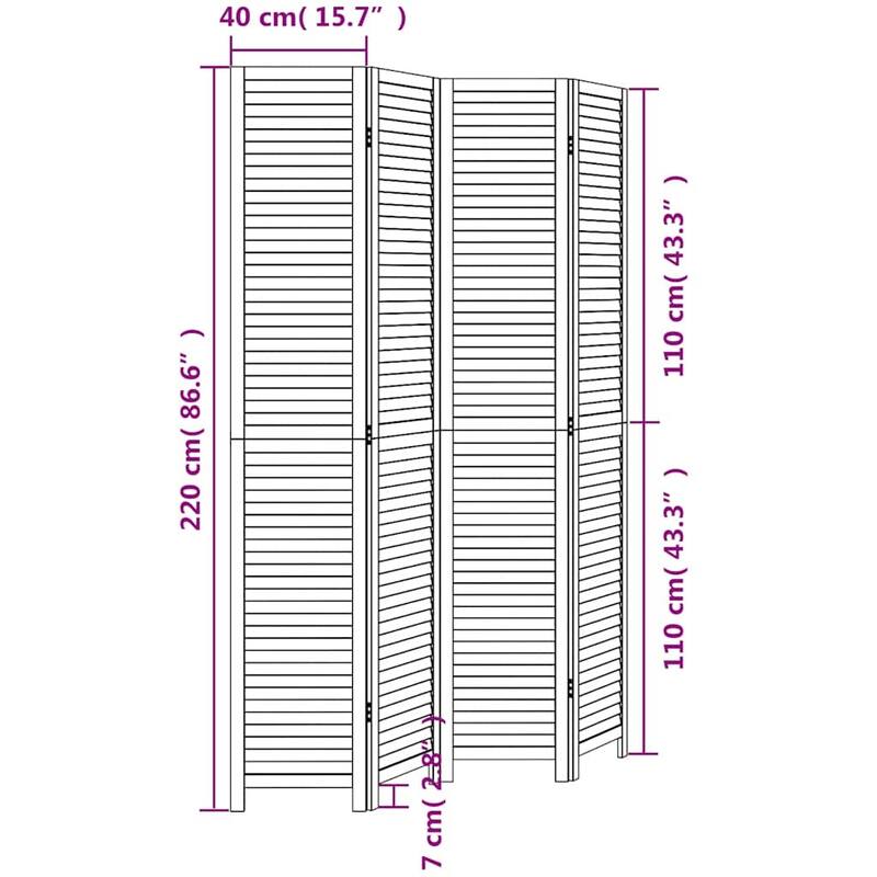 vidaXL Room Divider Privacy Screen Living Room White Solid Wood Paulownia
