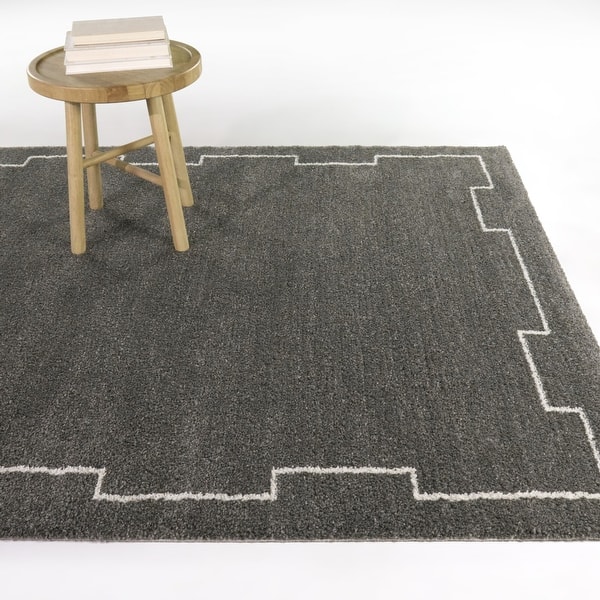 slide 2 of 10, Clive Transitional Border Area Rug 5'3" x 7' - Grey/Cream