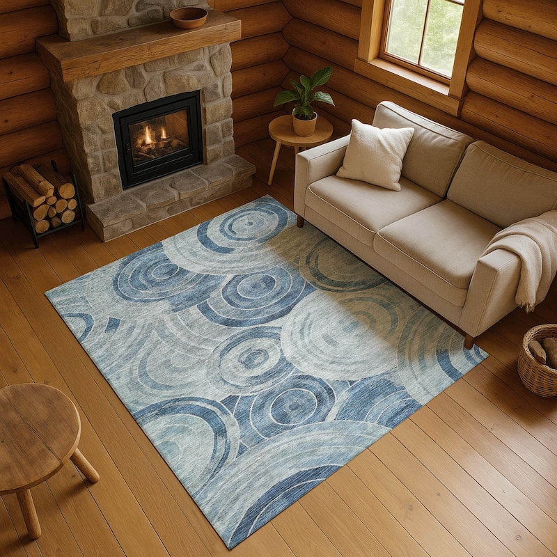 Premium Washable Super Soft Contemporary Mosaic Mayfield Rug - Blue - 2'6" x 3'10"