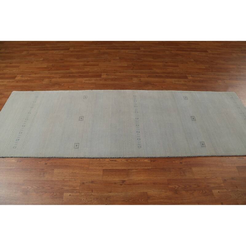 Tribal Gabbeh Wool Runner Rug Hand-knotted Hallway Gray Carpet - 2'6" x 7'10"