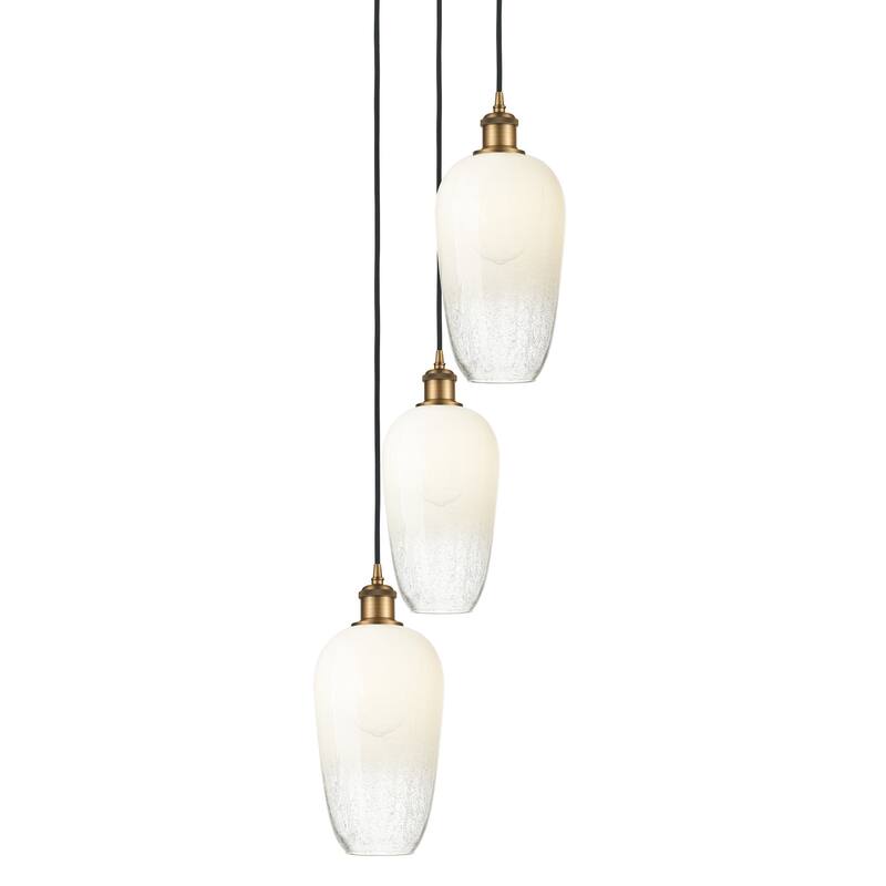 Innovations Lighting 113B-3P-46-14 Brookhaven Flute Pendant Brookhaven - Brushed Brass / Opal