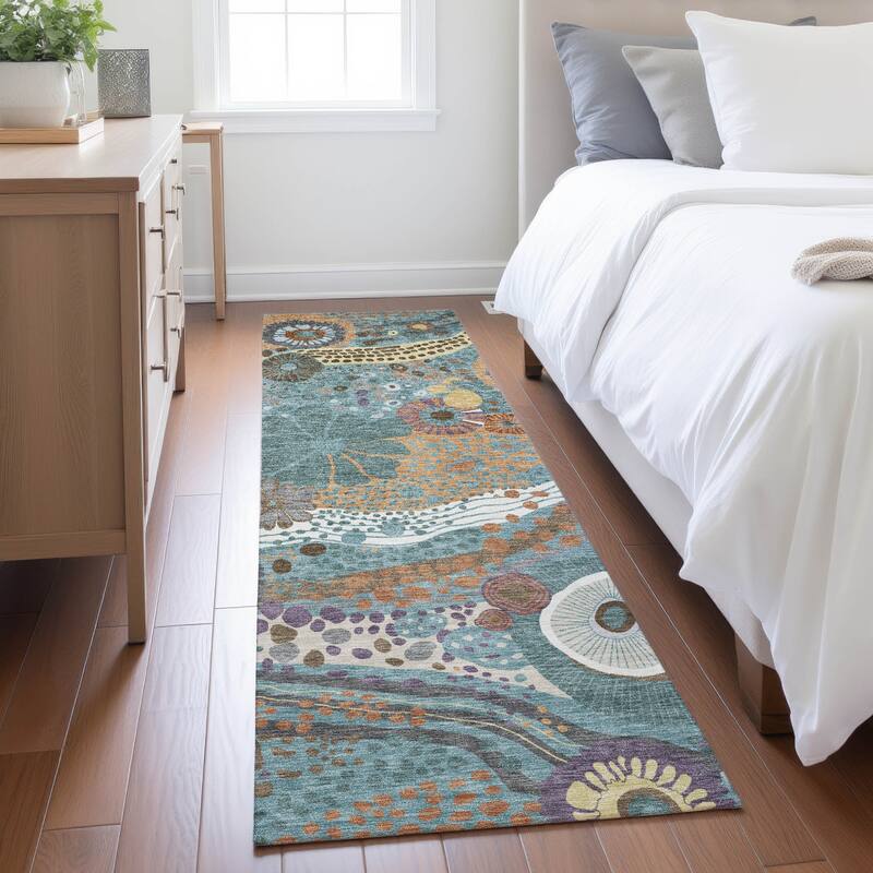 Machine Washable Indoor/ Outdoor Whimsy Floral Chantille Rug