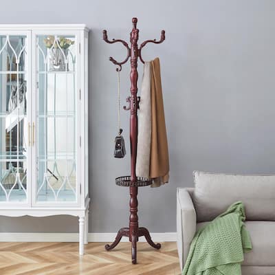 Solid Wood Hanger, Modern And Simple Coat And Hat Rack, Resin Stainless Steel Multifunctional Storage Rack With Key Tray