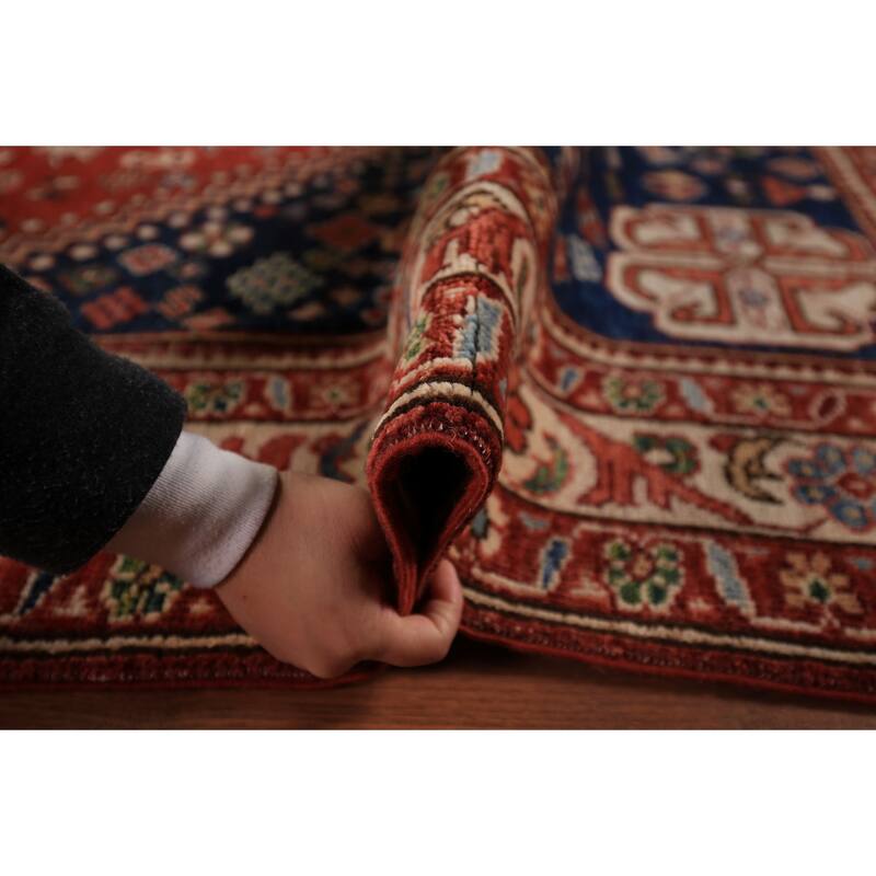 Tribal Geometric Yalameh Vegetable Dye Rug Hand-Knotted Wool Carpet - 9'0" x 11'6"