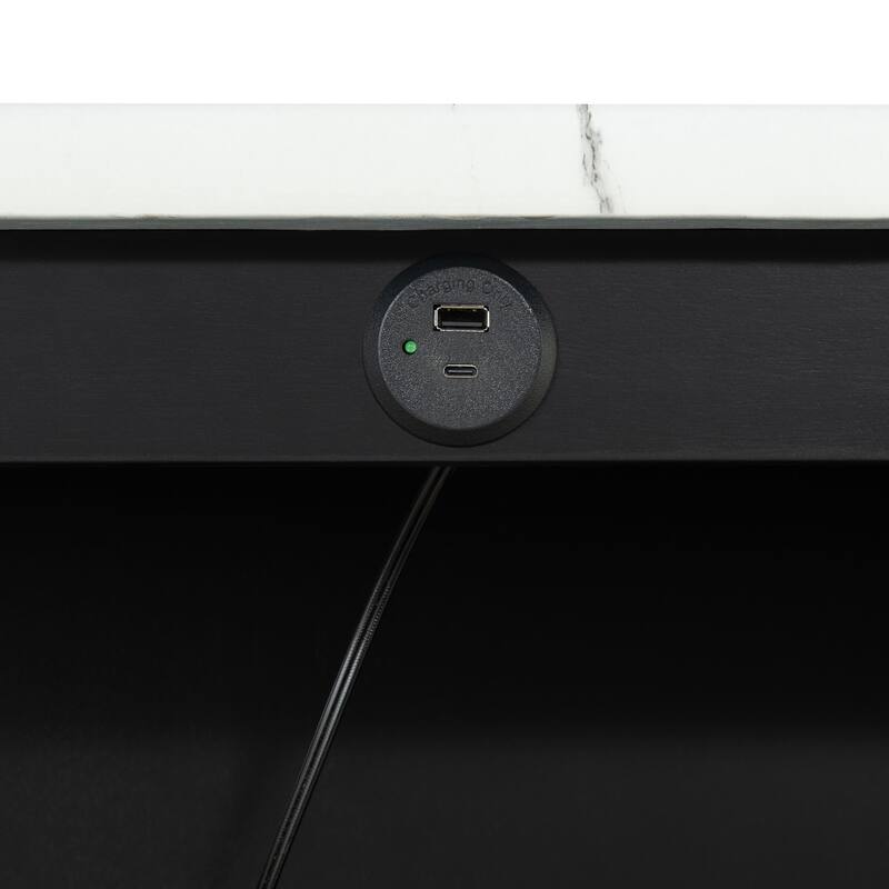 Furniture of America Manter 3-Piece Black Wood 3-Shelf Counter Height Dining Table Set with USB Ports