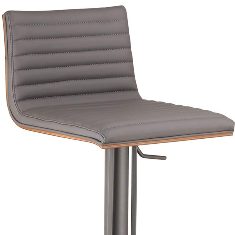 22-inch Adjustable Height Swivel Bar Fabric Seat Stool with Low Back Footrest and Metal Frame for Kitchen - 43"H x 16"W x 17"D