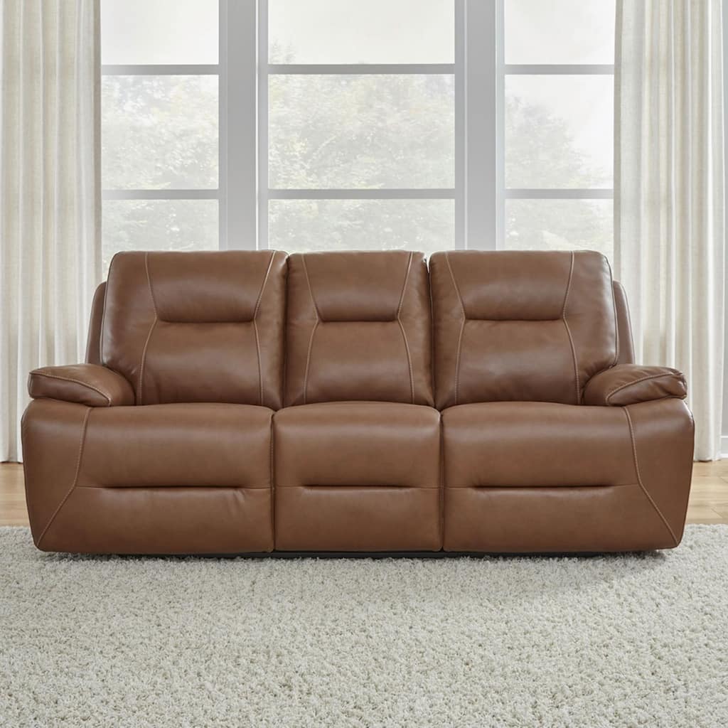 Liberty Furniture Cameron Power Reclining Sofa Brown Leather - Width 89 x Depth 39 x Height 41
