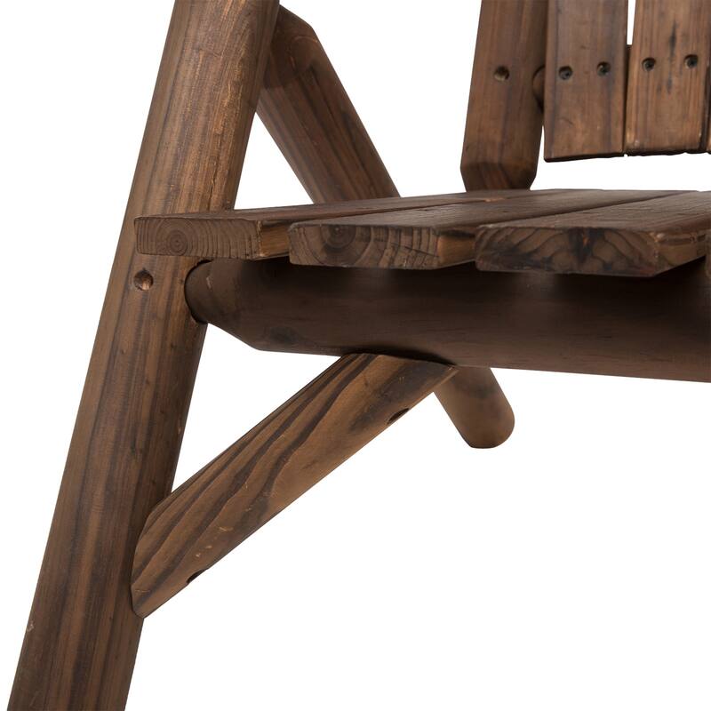 Outsunny 2-Seat Wooden Adirondack Chair, Patio Bench With Table, Outdoor Loveseat Fire Pit Chair For Porch, Backyard, Deck