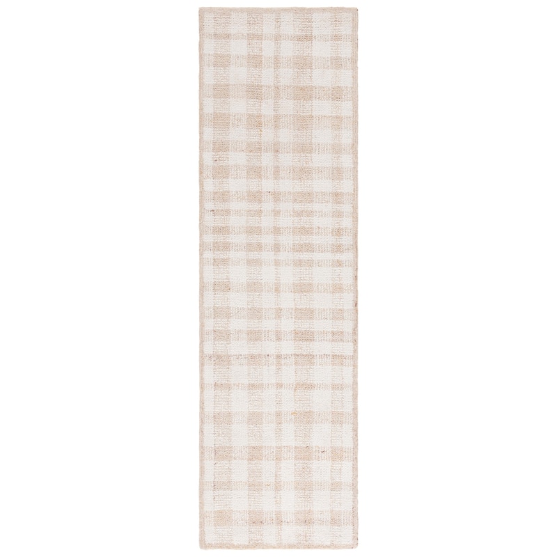 SAFAVIEH Handmade Abstract Zilia Checkered Wool Rug - 2'3" x 8' Runner - Ivory/Gold - Runner