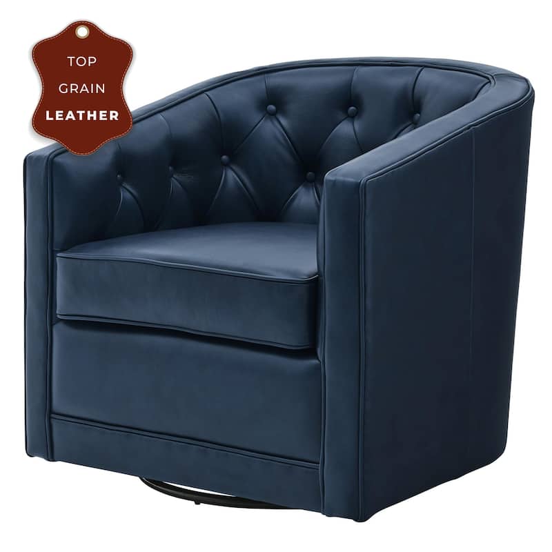 NPD Furniture Walsh Top Grain Leather Swivel Chair