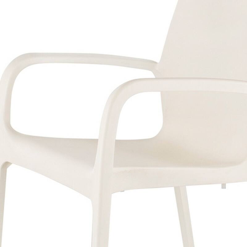 HomeRoots Set of Two White Heavy Duty Plastic Outdoor Stacking Dining Chairs