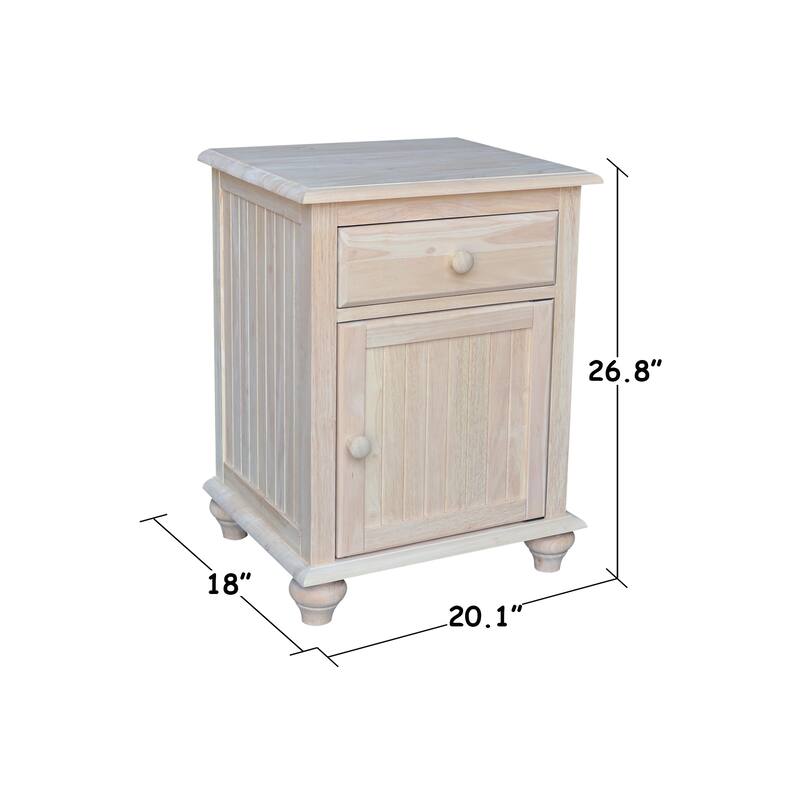International Concepts Solid Wood Nightstand with Storage Cabinet