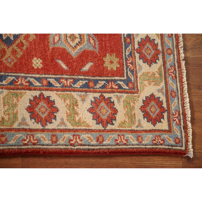 Geometric Kazak Oriental Accent Rug Handmade Traditional Wool Carpet - 2'7" x 4'0"