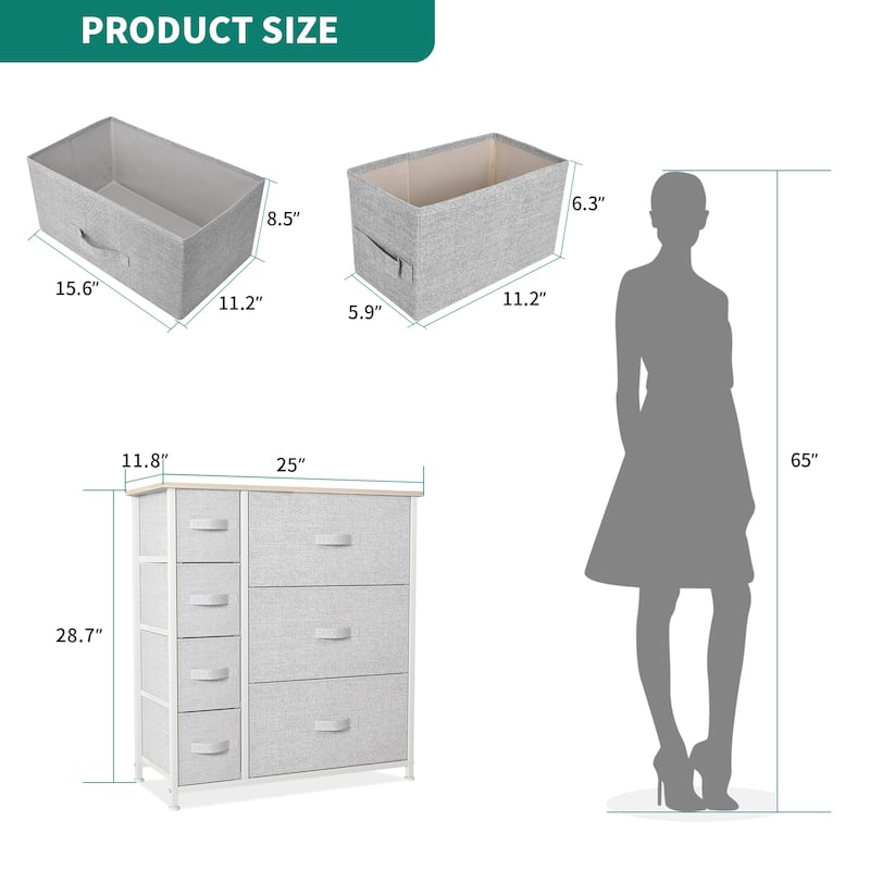 Modern Wide Dresser Storage Tower with 7 Drawers