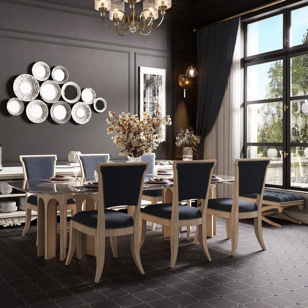 Merola Tile Vaudeville Octagon Antracita with Taco Antracita 7-7/8" x 7-7/8" Porcelain Floor and Wall Tile