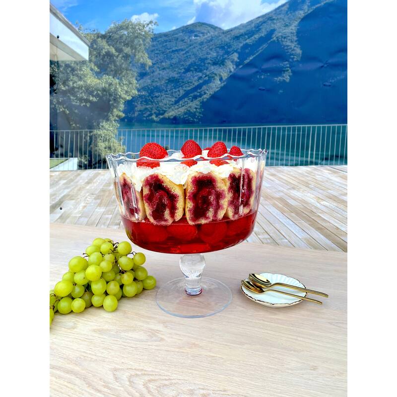 Large Glass Trifle Bowl, w/ Scallop Design-9"D-168 Oz.-Majestic Gifts - 168 Oz.