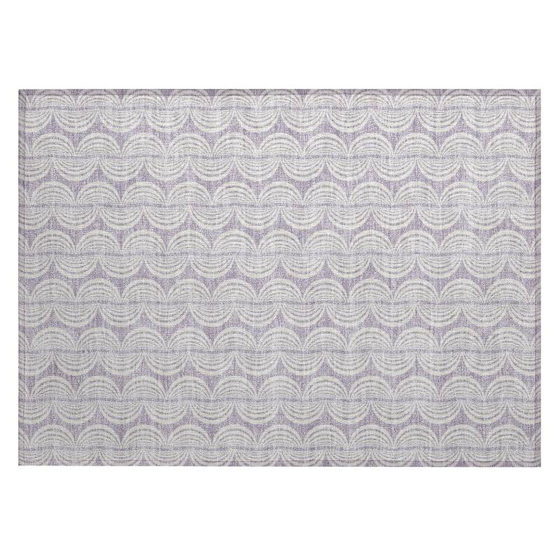 Machine Washable Indoor/ Outdoor Wavy Modern Chantille Rug