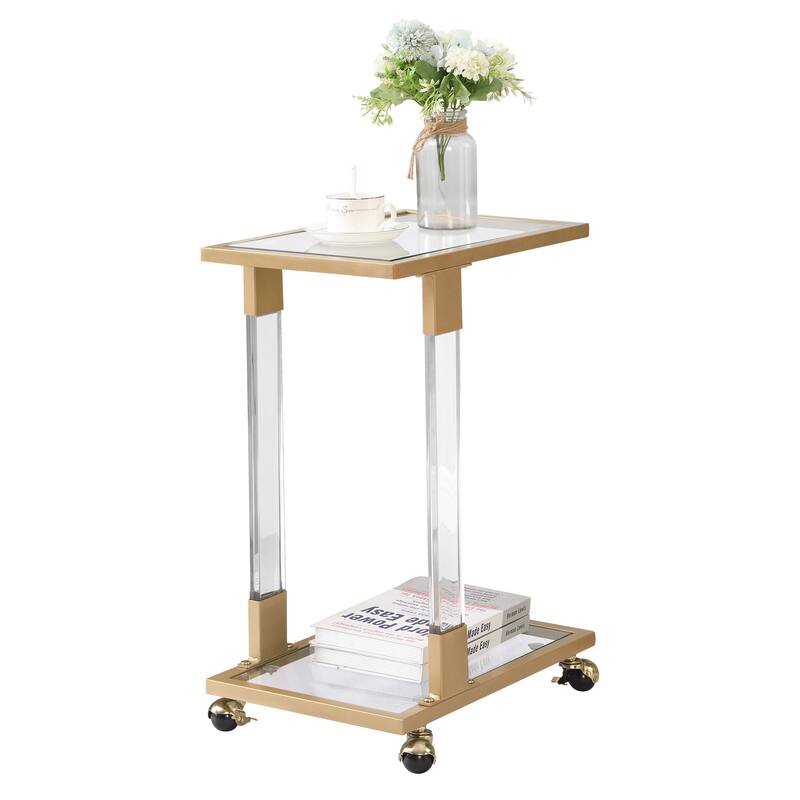 Chrome Glass Side Table Acrylic End Table