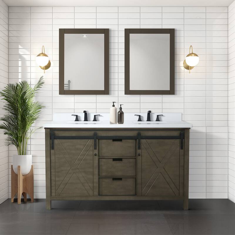 Marsyas Bath Vanity, Cultured Marble Countertop, Faucet Set and Mirrors